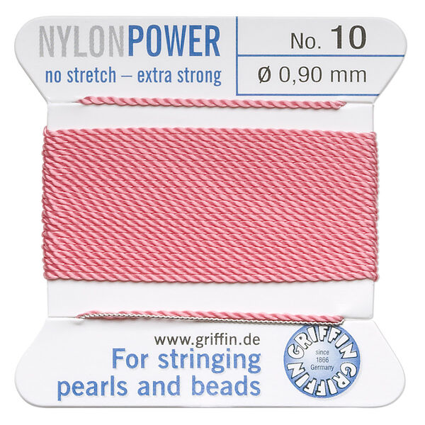 Thread, Griffin, nylon, dark pink, size #10. Sold per 2-meter card (approximately 78 inches). image number 0