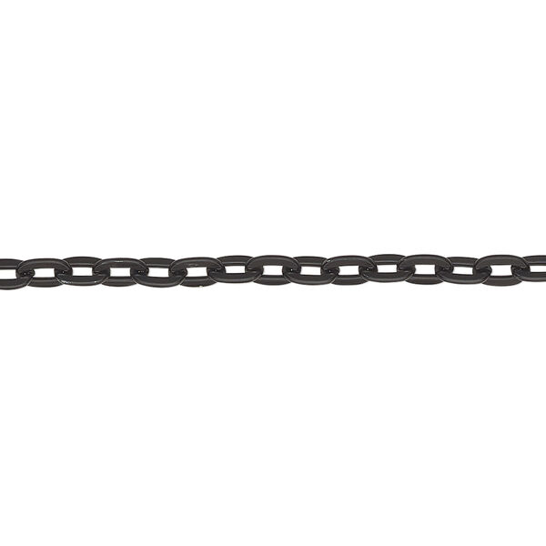 Chain, anodized aluminum, black, 3.1mm flat cable. Sold per pkg of 25 feet. image number 0