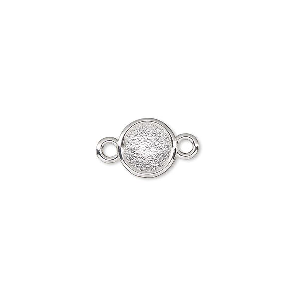 Link, Almost Instant Jewelry®, silver-plated "pewter" (zinc-based alloy), 9mm flat round with SS34 rose setting. Sold per pkg of 2. image number 0
