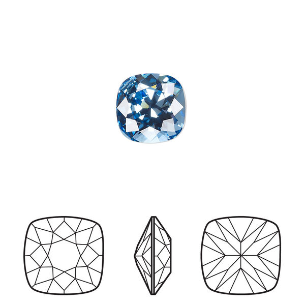 Fancy stone 2pk cool blue foil back, Crystal Passions® Regenerated 10mm cushion 4470 image number 0