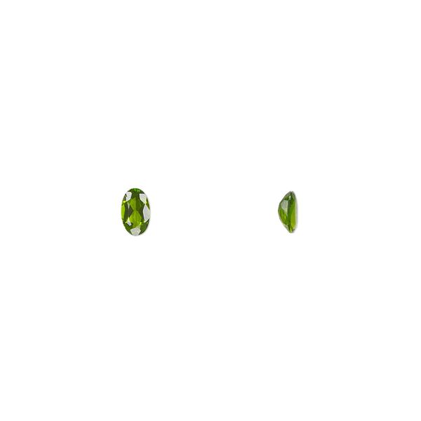Chrome diopside 1pkg1, hand-cut faceted oval gem natural 5x3mm image number 0