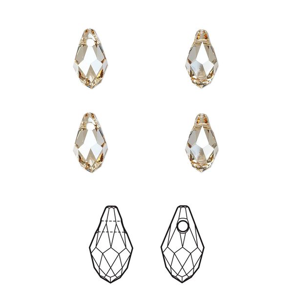 Briolette 4pk crystal golden shadow, Crystal Passions® 9x5mm pendant drop 6007 image number 0