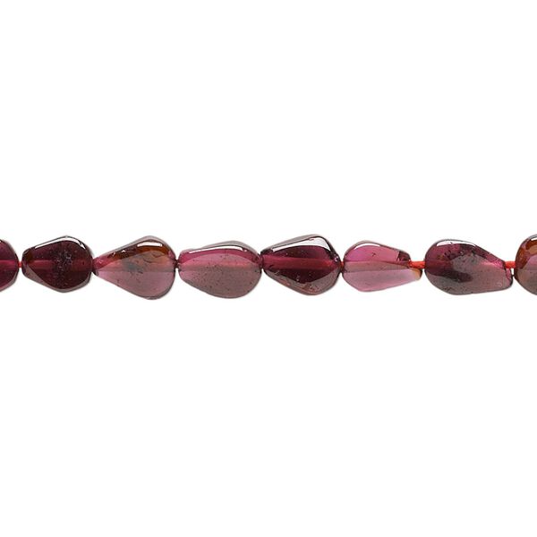 Garnet 1pkg1, hand-cut flat teardrop bead 14 inch graduated 5x4mm-8x5mm image number 0