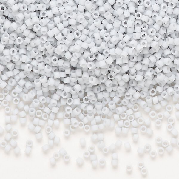 Seed bead, Delica®, glass, pkg/50g, #11 round, opaque matte glazed luster pale blue grey (DB-0357-1). image number 0