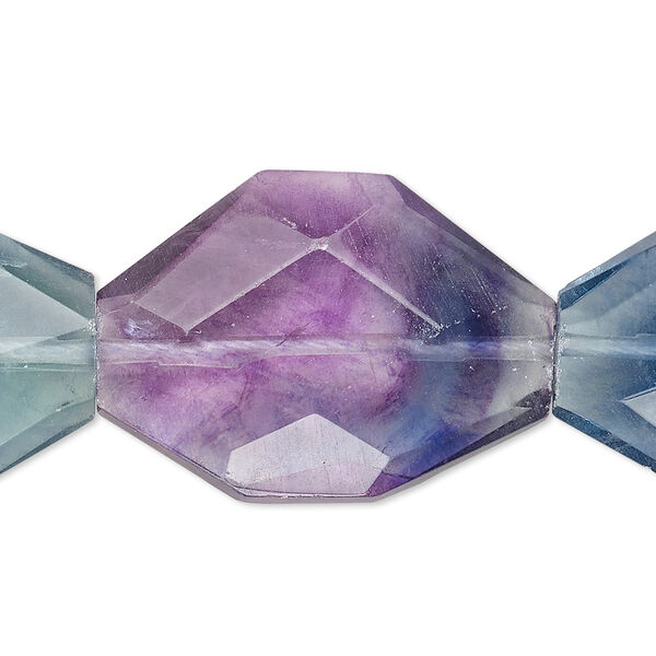 Rainbow fluorite 1pkg1, hand-faceted freeform nugget bead natural C grade, 15.5-16 inch large image number 0