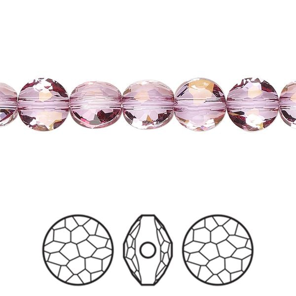 Bead 4pk dark rose, Crystal Passions® 8mm puffed round 5034 image number 0