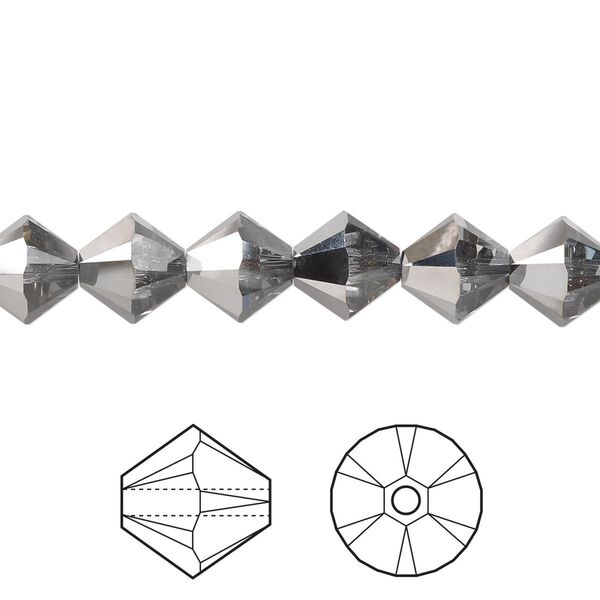 Bead 12pk crystal silver night, Crystal Passions® 8mm bicone 5328 image number 0