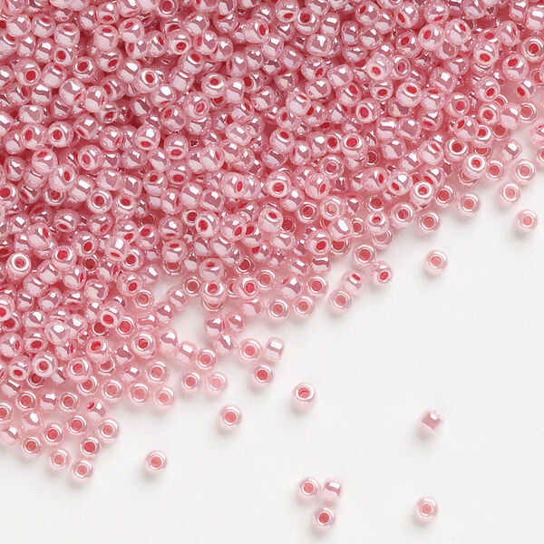 Seed bead, Dyna-Mites™, glass, pkg/40g, #11 round, opaque ceylon pastel rose, (383 11/0 RR). image number 0
