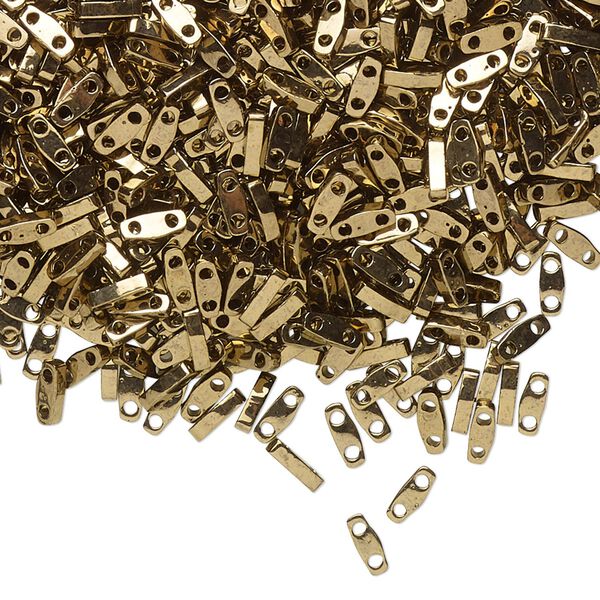Seed bead, TILA®, glass, pkg/250g, 5x1.2mm quarter tila rectangle, opaque metallic dark bronze, (QTL-457). image number 0