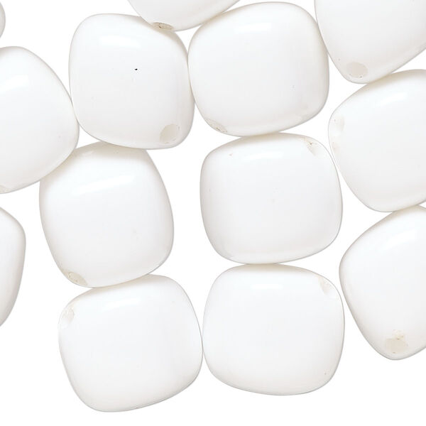 Bead, acrylic, white, 16x13mm diagonally drilled cube. Sold per 2-ounce pkg, approximately 30 beads. image number 0