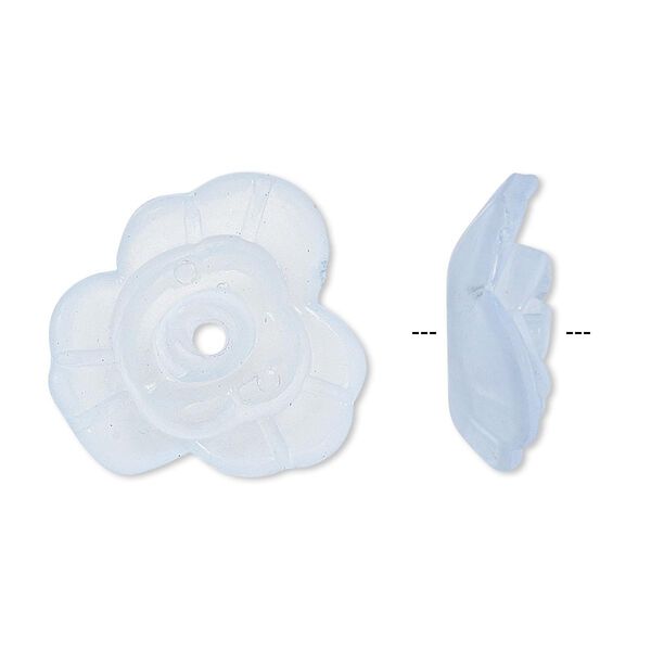 Component, acrylic, frosted light blue, 21x8mm flower. Sold per pkg of 50. image number 0