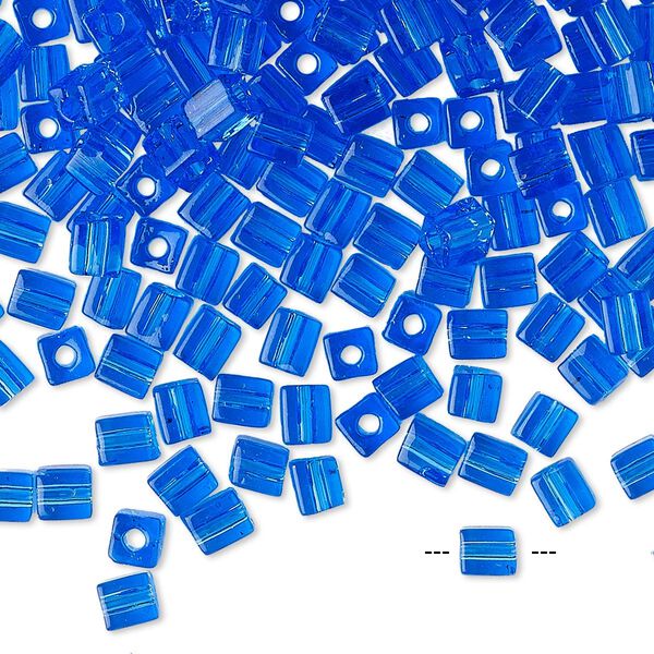 Seed bead, Miyuki, glass, pkg/25g, 3.5-3.7mm square, transparent cobalt blue (SB-150). image number 0