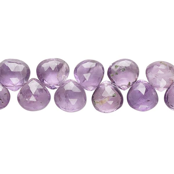 Amethyst 1pkg1, hand-cut top-drilled faceted puffed teardrop bead natural 7 inch 6-9mm image number 0