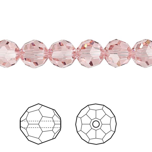Bead 12pk light rose, Crystal Passions® 8mm round 5000 image number 0