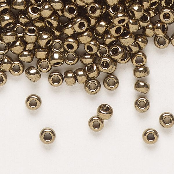 Seed bead, Miyuki, glass, pkg/50g, #8 rocaille, opaque metallic dark bronze, (RR-457). image number 0