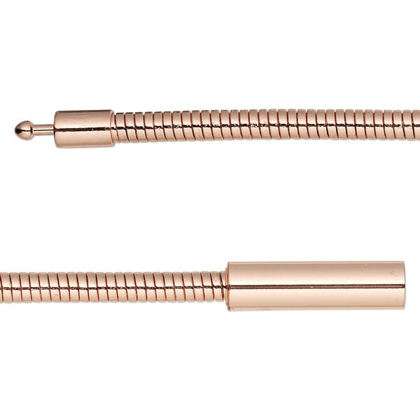 Chain, copper-plated brass, 3mm omega, 20 inches with pop-style clasp. Sold individually. image number 0