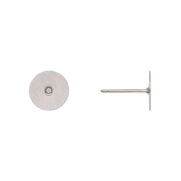 Earstud 1pkg100 titanium, 10mm flat pad, 21 gauge stainless steel 50 pair image number 0