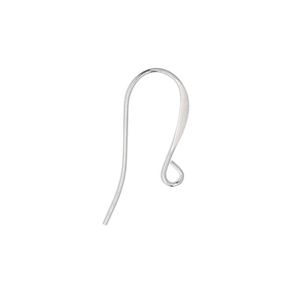 Ear wire, silver-plated brass, 18mm flat fishhook with open loop, 21 gauge. Sold per pkg of 50 pairs. image number 0