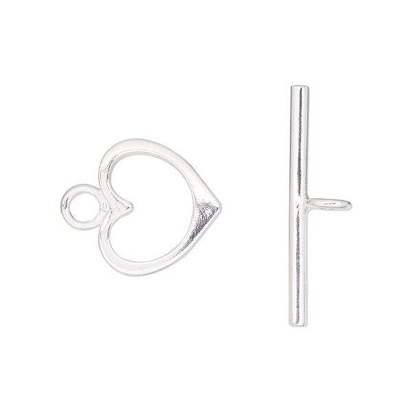 Clasp, toggle, sterling silver-filled, 15x13mm heart. Sold individually. image number 0