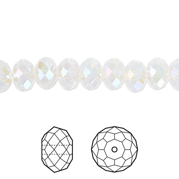 Bead 288pk white opal shimmer 2X, Swarovski® 8x6mm rondelle 5040 image number 0