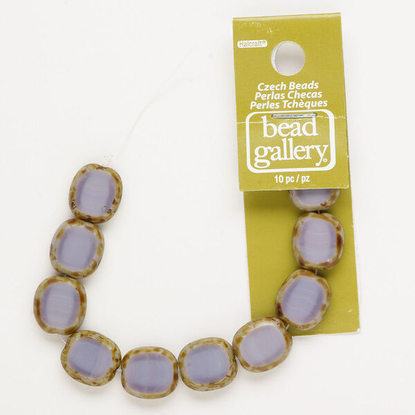 Bead, glass, opaque purple travertine, 13x12mm rounded rectangle. Sold per 8-inch strand, approximately 10 beads. image number 0