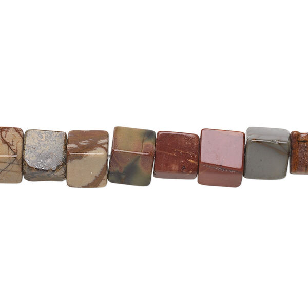Red creek jasper 1pkg1, cube bead 15.5-16 inch 6mm image number 0