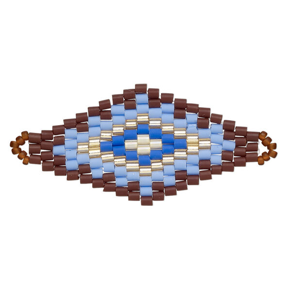Focal, Creative Touch, glass, topaz brown / lilac / pale gold, 38x20mm double-sided diamond. Sold individually. image number 0