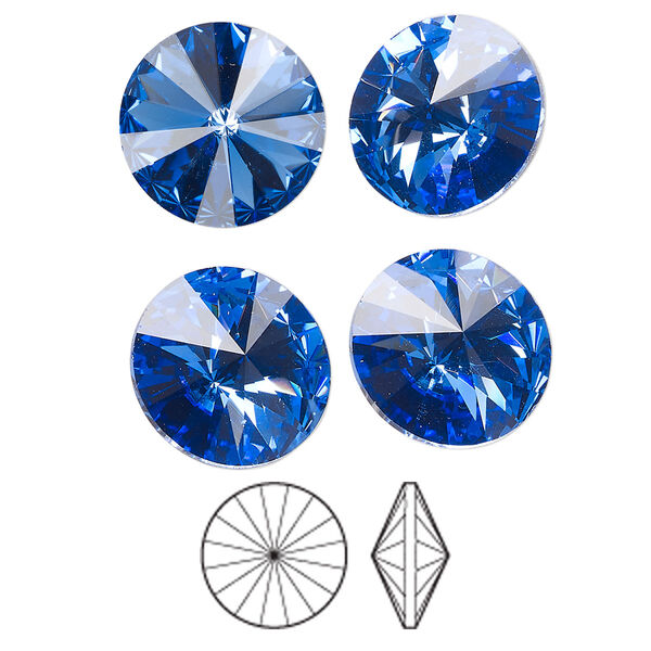 Chaton 144pk sapphire foil back, Preciosa MAXIMA Czech crystal rhinestone 14mm rivoli image number 0