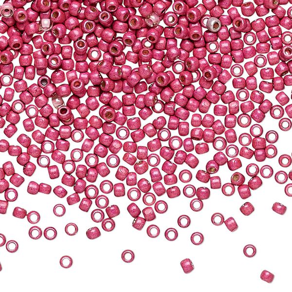 Seed bead, TOHO BEADS®, glass, pkg/7.5g, #11 round, opaque galvanized matte orchid (TR-11-PF563F). image number 0