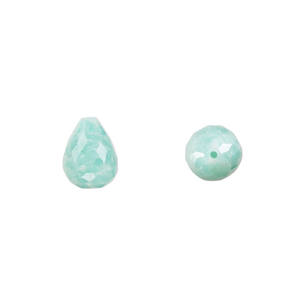 Amazonite 1pkg2, hand-cut half-drilled faceted teardrop bead natural 10x8mm image number 0