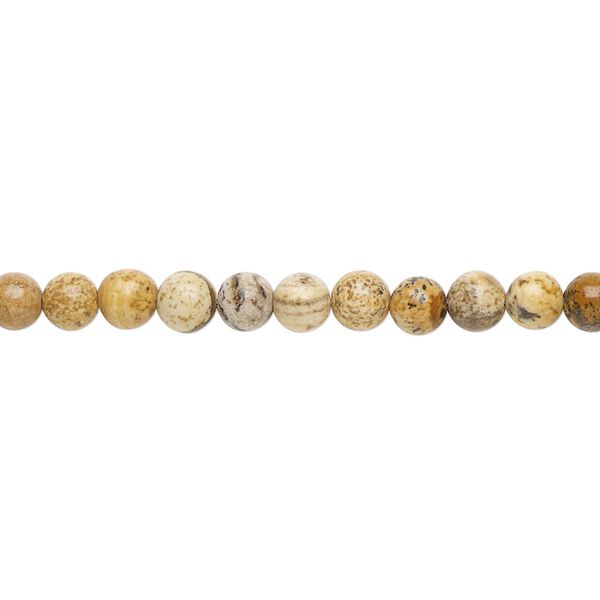 Picture jasper 1pkg1, round bead natural 15.5-16 inch 4mm image number 0
