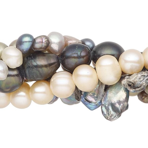 Pearl mix, cultured freshwater (bleached / dyed), pkg/(5) 15 inches, 4x3mm-30x21mm mixed shape, D grade, mixed colors. image number 0
