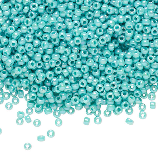Seed bead, TOHO BEADS®, glass, pkg/7.5g, #11 round, opaque rainbow turquoise blue (TR-11-413). image number 0