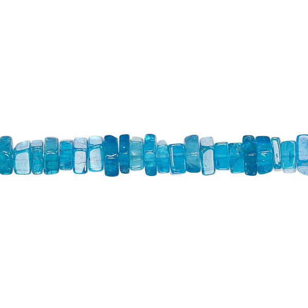 Neon blue apatite 1pkg1, hand-cut square rondelle bead natural 8 inch 4x1mm-5x2mm image number 0