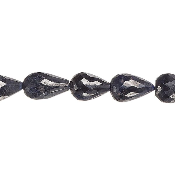 Blue sapphire 1pkg1, hand-cut faceted teardrop bead 15.5-16 inch 9x6mm-11x8mm image number 0