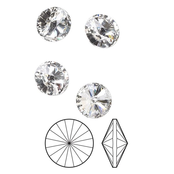 Chaton 4pk crystal foil back, Preciosa MAXIMA Czech crystal rhinestone 16mm rivoli image number 0