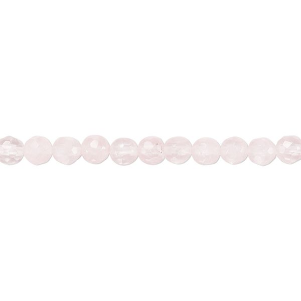 Rose quartz 1pkg1, tumbled faceted round bead natural 15.5-16 inch 4mm image number 0