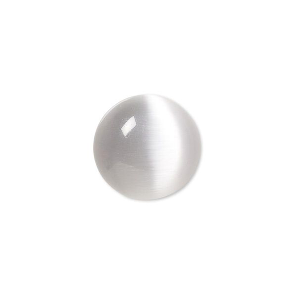 Cabochon, cat's eye glass (fiber optic glass), grey, 16mm calibrated round, quality grade. Sold per pkg of 6. image number 0