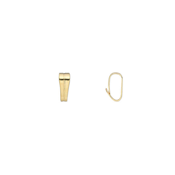 Bail, pendant, gold-plated brass, 7x3mm. Sold per pkg of 100. image number 0