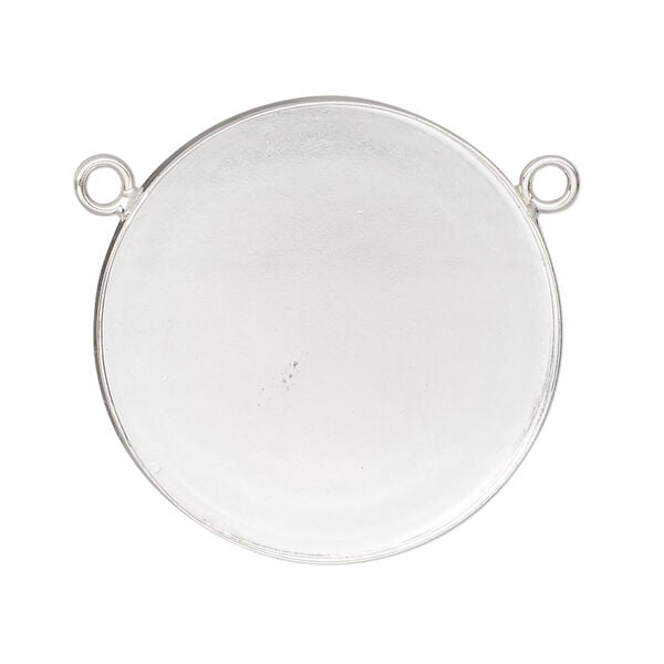 Connector, sterling silver, 31mm round with 30mm bezel cup setting. Sold individually. image number 0