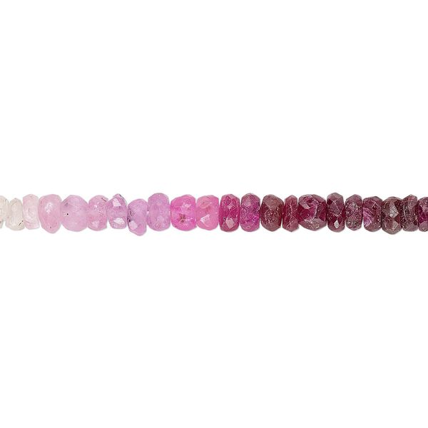 Pink sapphire 1pkg1, hand-cut faceted rondelle bead 14 inch graduated 3x1mm-4x2mm image number 0