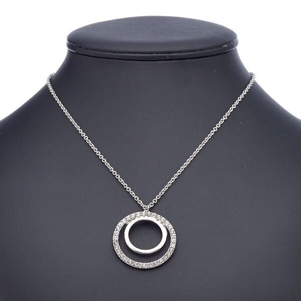 Necklace, glass rhinestone with imitation rhodium-finished steel and "pewter" (zinc-based alloy), clear, 35mm double open round, 18 inches with 2-inch extender chain and lobster claw clasp. Sold individually. image number 0