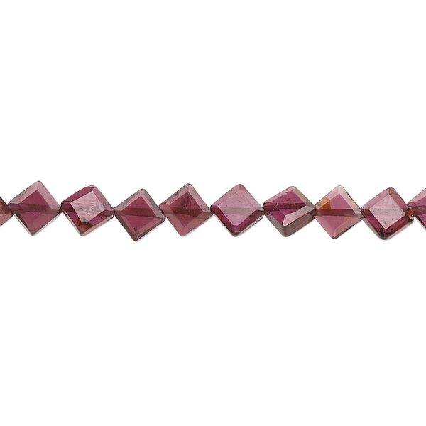 Garnet 1pkg1, hand-cut faceted diamond bead 15.5-16 inch 7x7mm-9x9mm image number 0