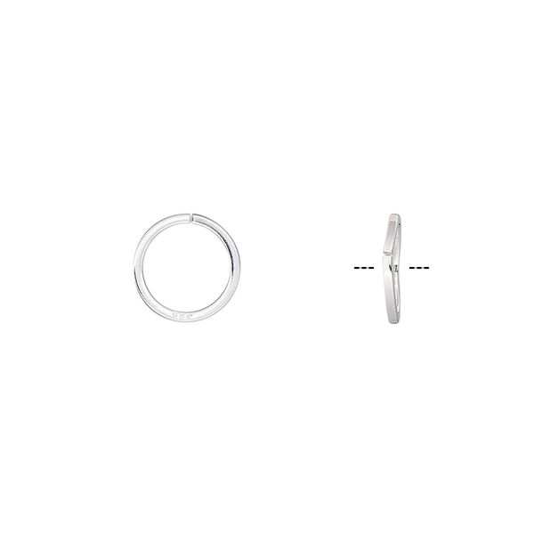 Jump ring, sterling silver, 9mm round square wire, 7.3mm inside diameter, 20 gauge. Sold per pkg of 50. image number 0