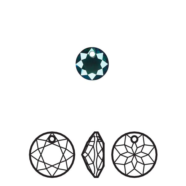 Drop 4pk emerald shimmer, Crystal Passions® 8mm pendant classic cut 6430 image number 0