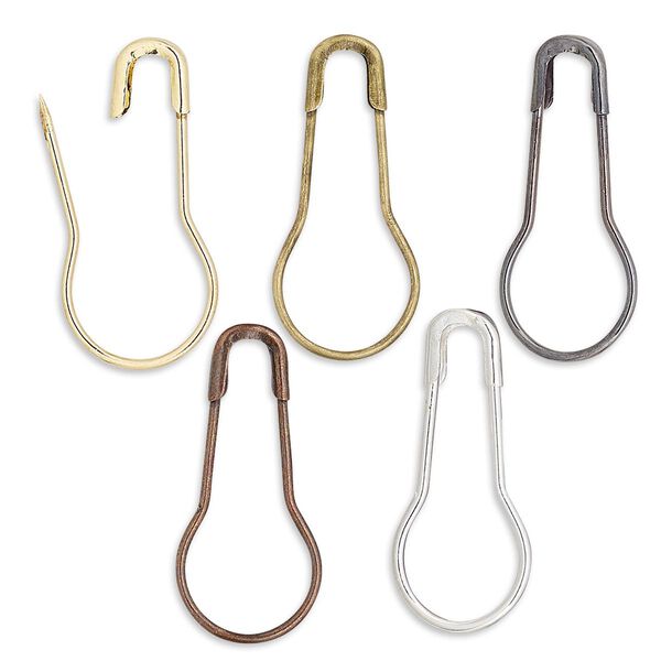 Bail, assorted-finished brass, 22x10mm safety pin with 16mm grip length. Sold per pkg of 500. image number 0
