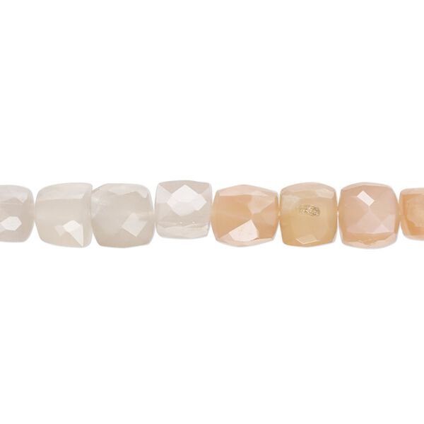 Multi-moonstone 1pkg1, hand-cut faceted cube bead natural 10 inch 6x6mm-8x7mm image number 0
