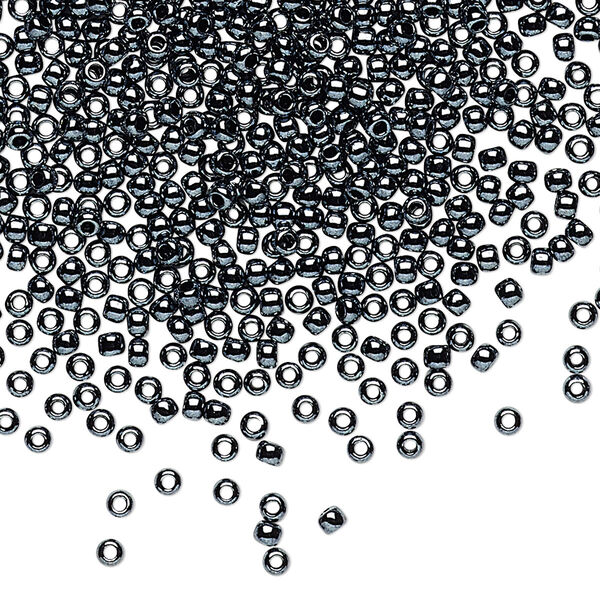 Seed bead, TOHO BEADS®, glass, pkg/50g, #11 round, opaque metallic hematite (TR-11-81). image number 0