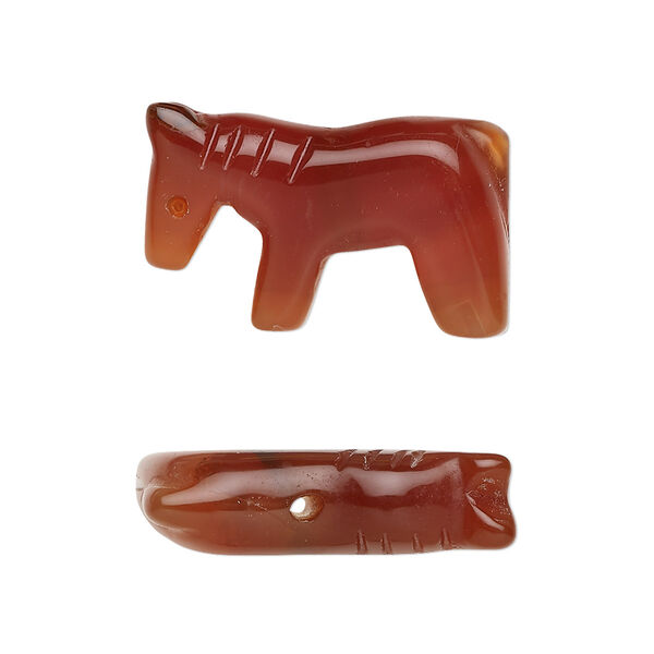 Carnelian 1pkg2, hand-cut horse bead 25x15mm image number 0