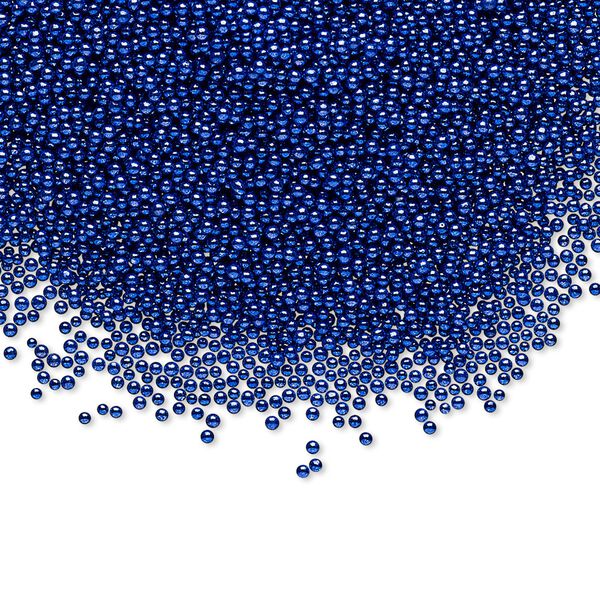 Bead, coated glass, opaque blue, 1mm undrilled micro round. Sold per 15-gram vial. image number 0